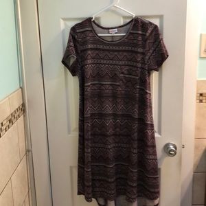 Carly Dress. Maroon with grey